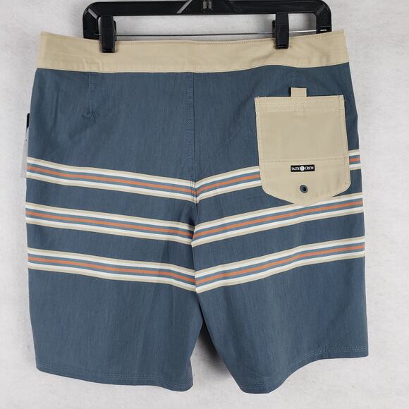 Salty Crew Men's Size 33 Essential Quick Dry Board Shorts Navy Beige Stripes New - Picture 7 of 10
